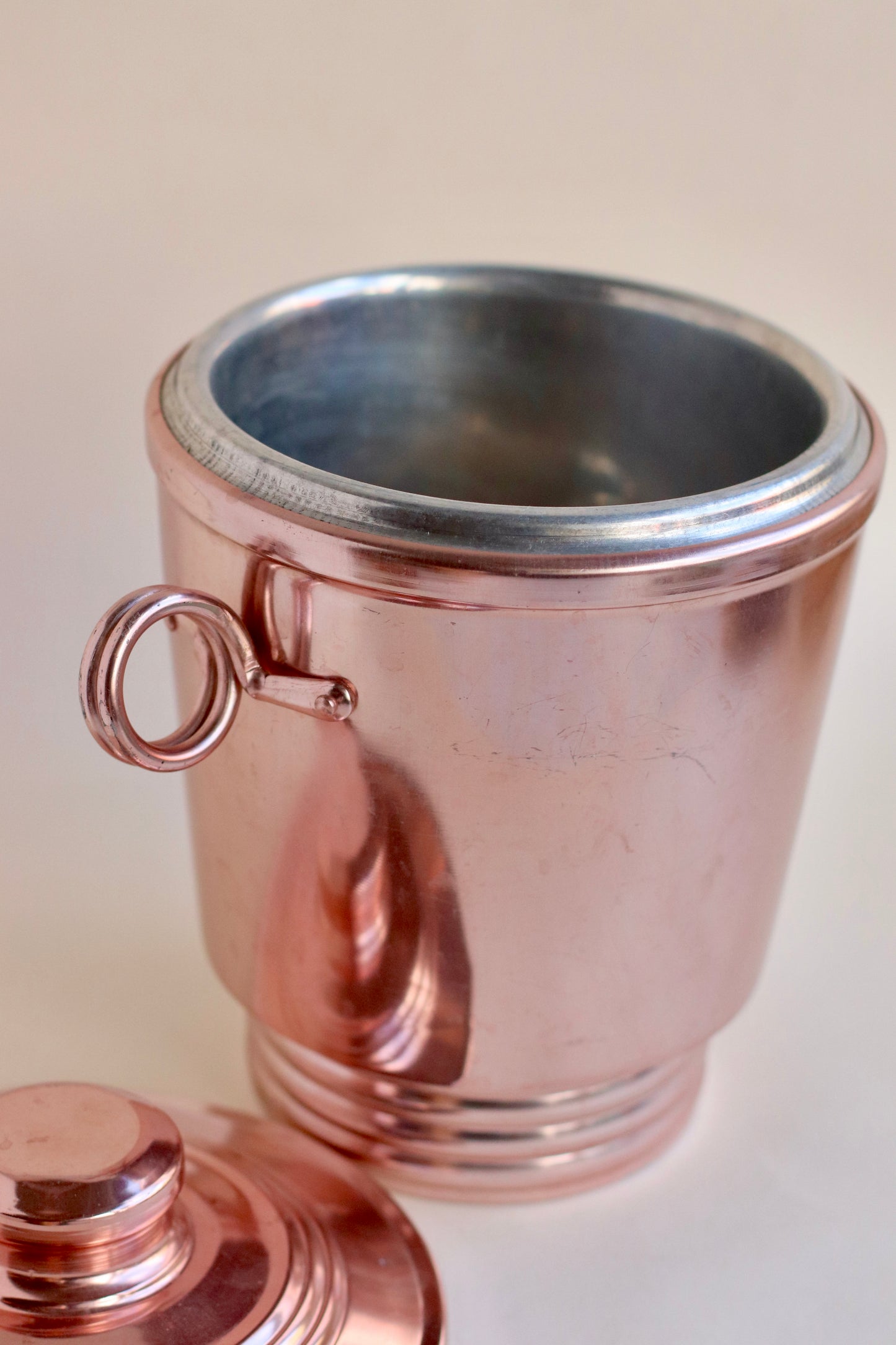 Rose Gold Ice Bucket with Looped Handles, MCM