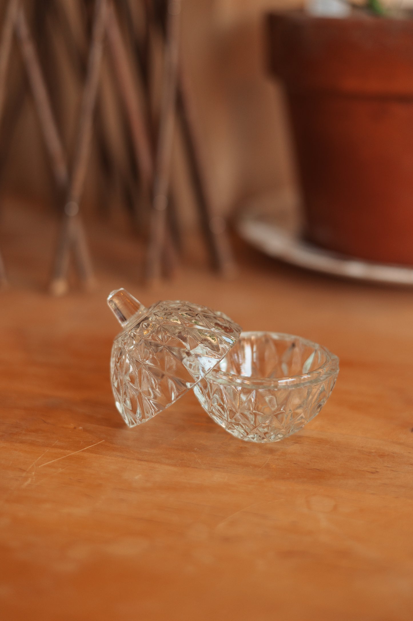 Cut Glass Ring Dish with Lid