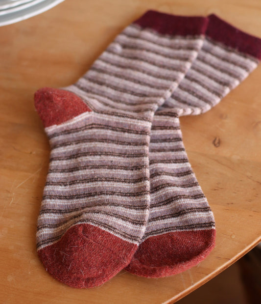 Dune Socks | Soft Striped Crew Sock, Terracotta