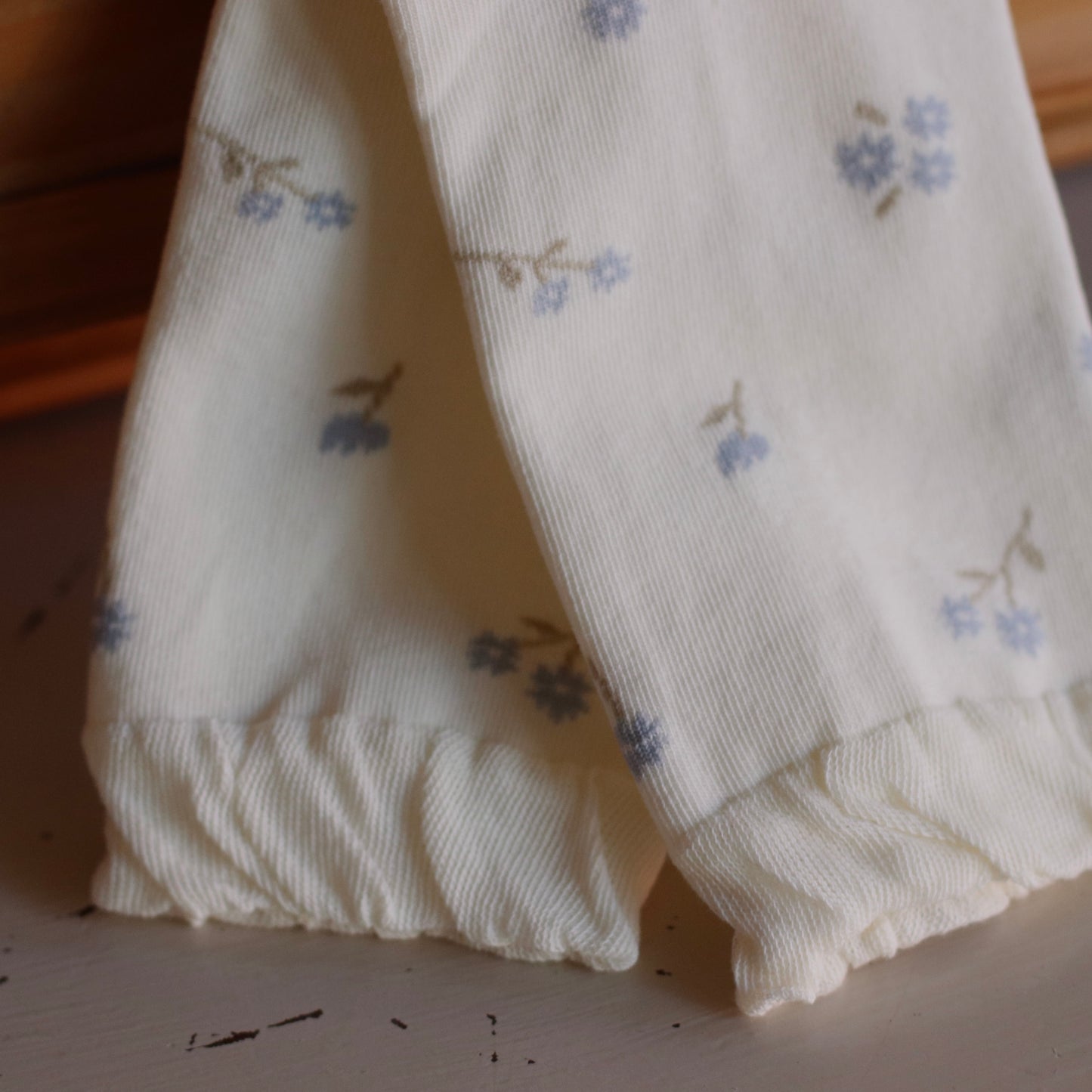 Dune Socks | Ruffle Top Flower Stem Socks, Cream