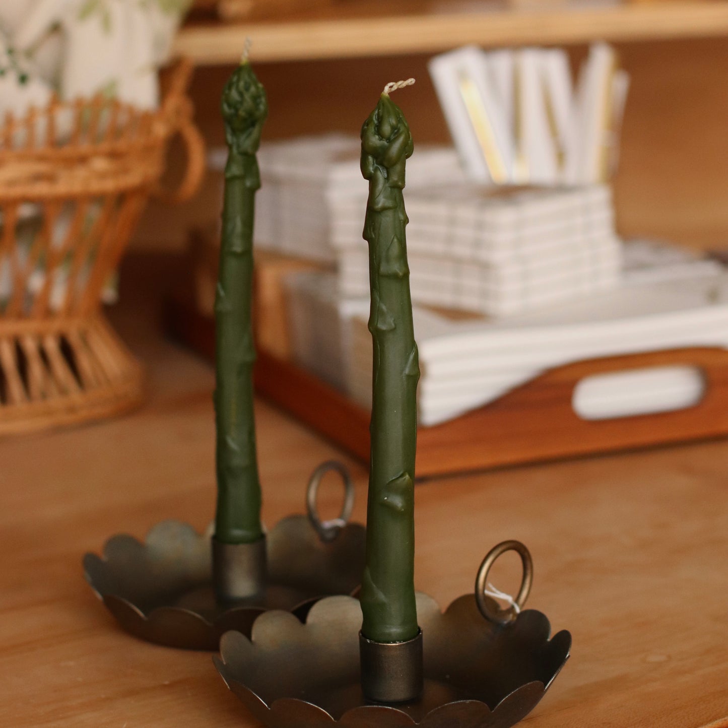 The Wax Pantry  | Asparagus Beeswax Tapers