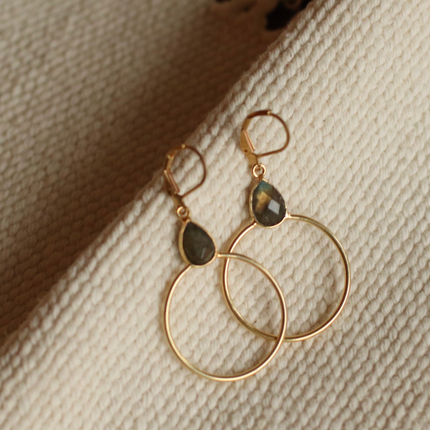 Santore | Halo Labradorite Gemstone Drop Earrings