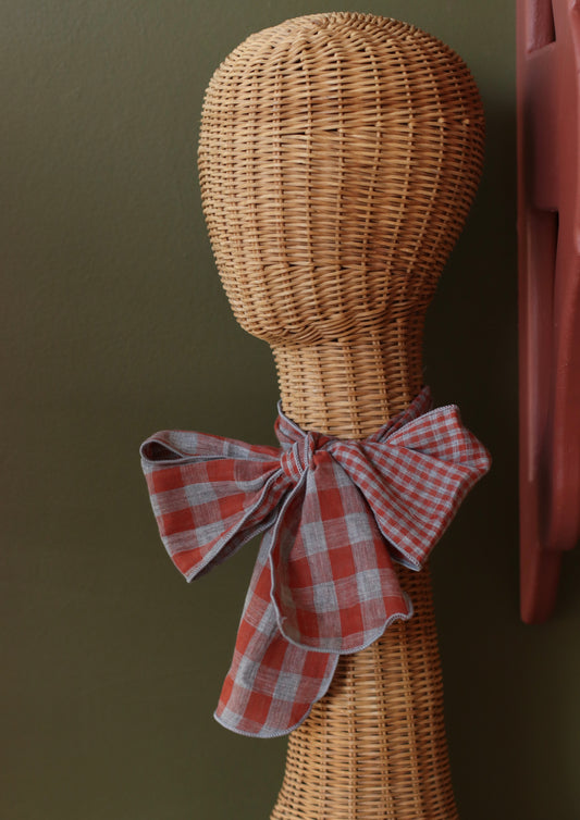 Dune Accessories | Skinny Plaid Scarf, Rust & Gray