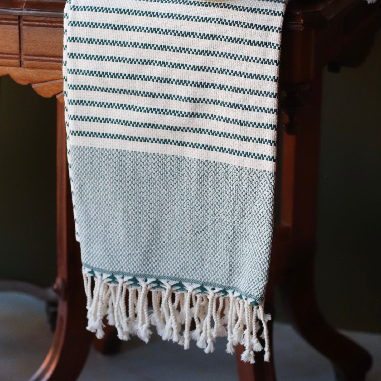 Turkish Towel | Luxury Bath Towel, Dark Green Stripe