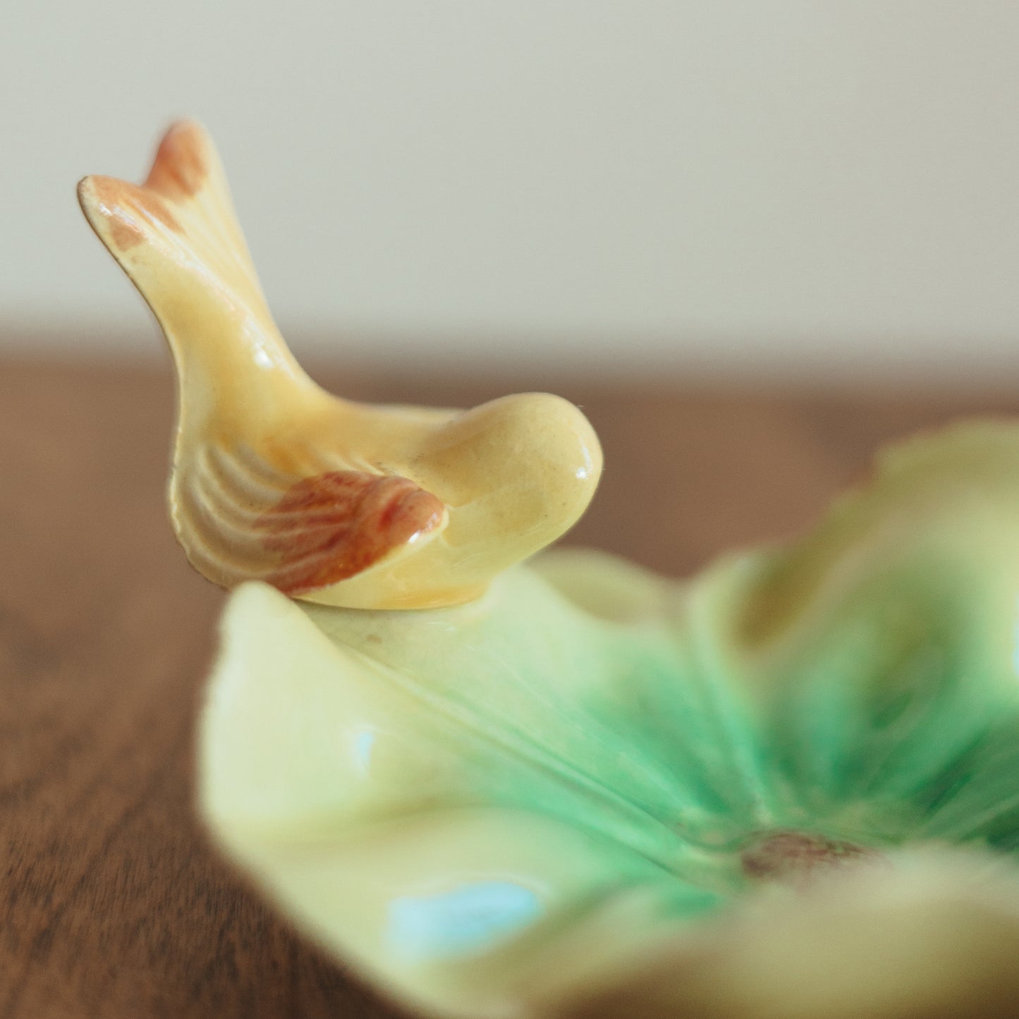 Vintage Botanical Trinket Dish with Bird