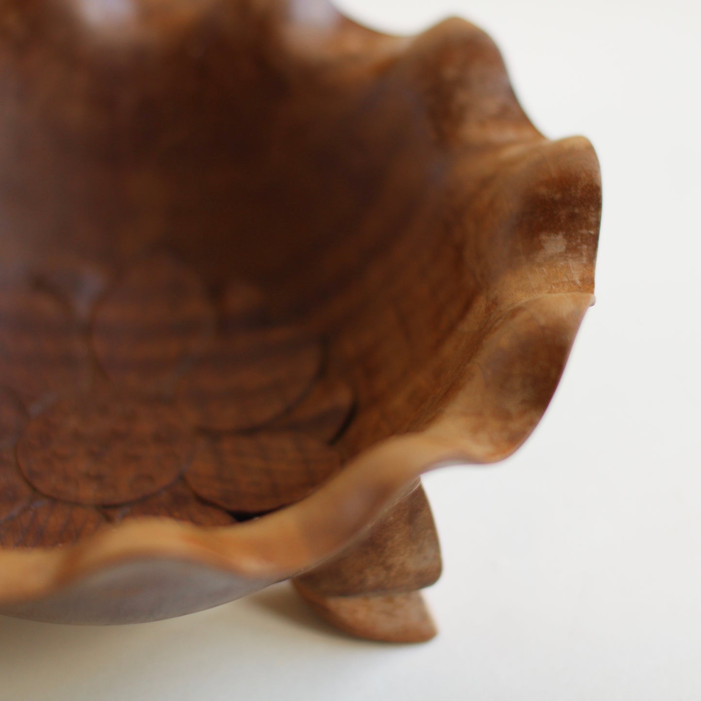 Wooden Footed and Scalloped Edge Bowl