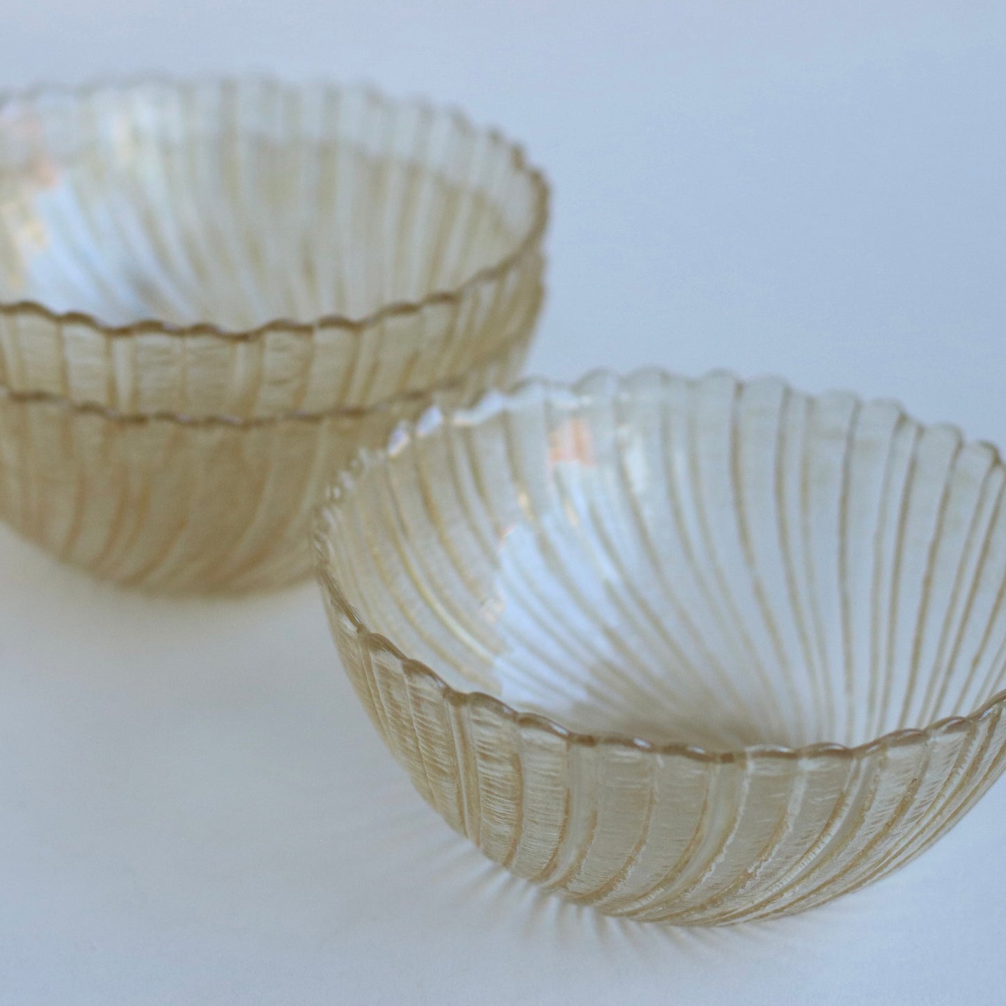 Pale Gold Swirled Glass Bowls, Set of 3