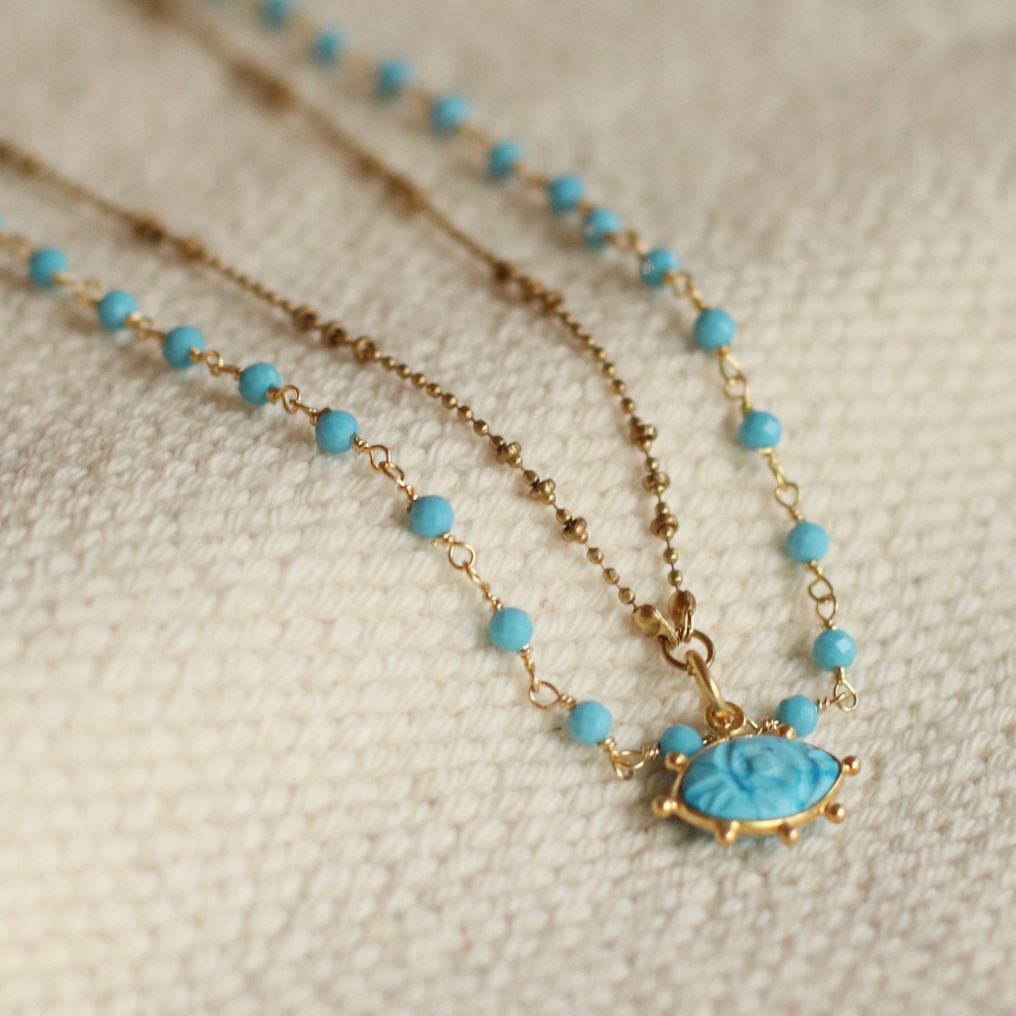 Santore | Turquoise Guardian Layered Necklace with Eye of Protection Pendant