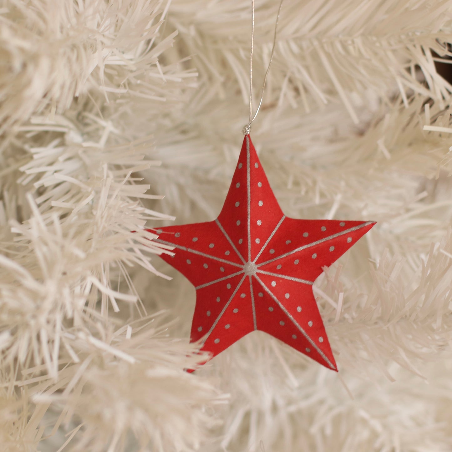 Ten Thousand Villages | Silver and Red Star Ornament