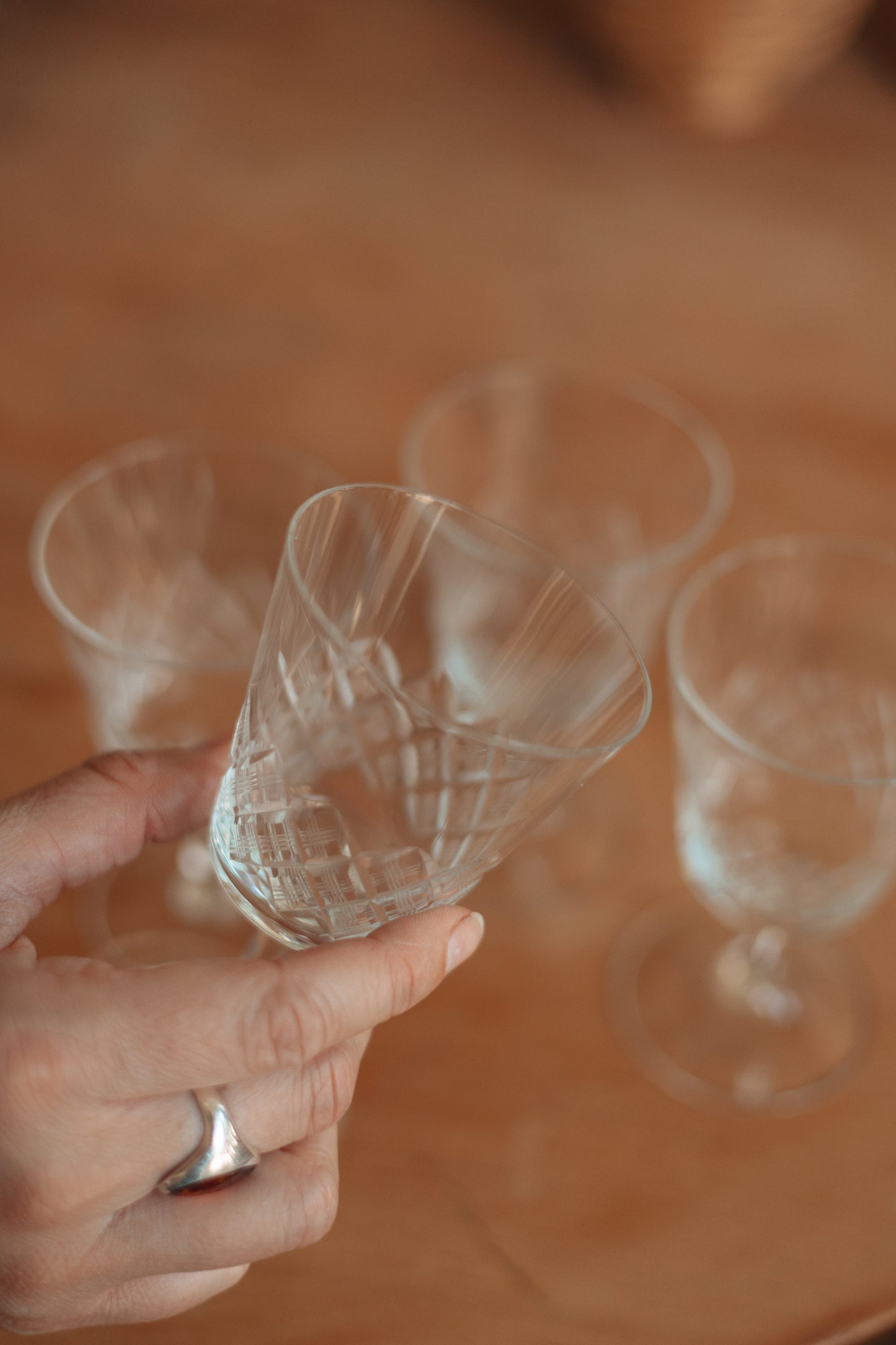 Small Cut Crystal Tasting Glasses, Set of 4