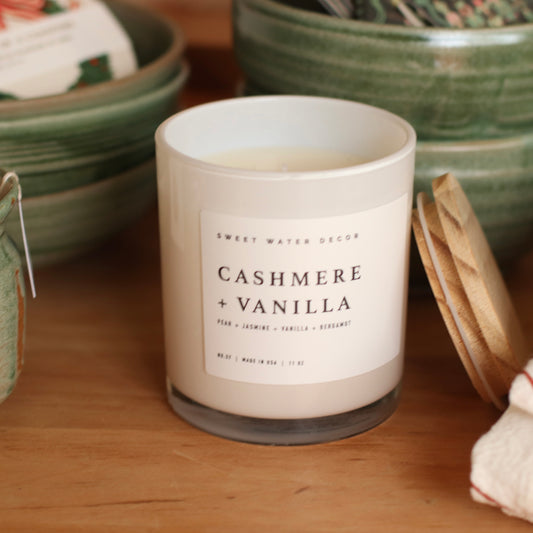 Sweet Water Decor | Cashmere and Vanilla 11 oz White Jar