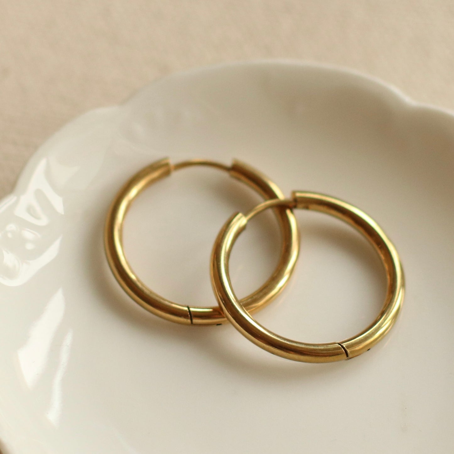 Dune Hoops | Gold Stainless Steel Hoop Huggie, 20mm