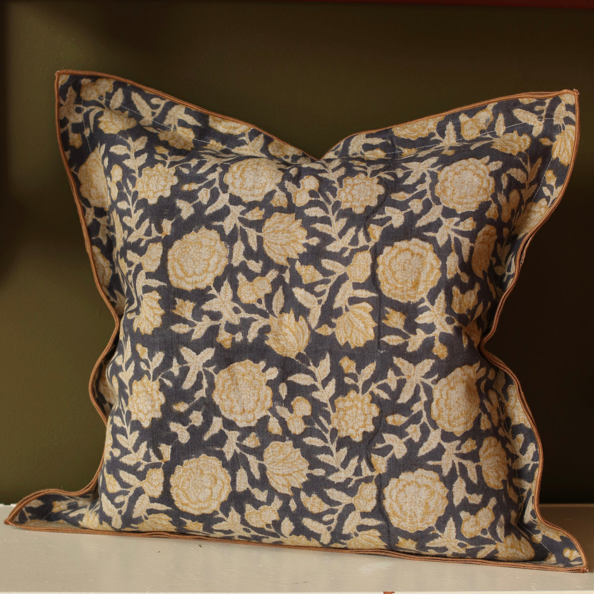 Dune Pillows | Block Print Riva Linen Pillow, 16"