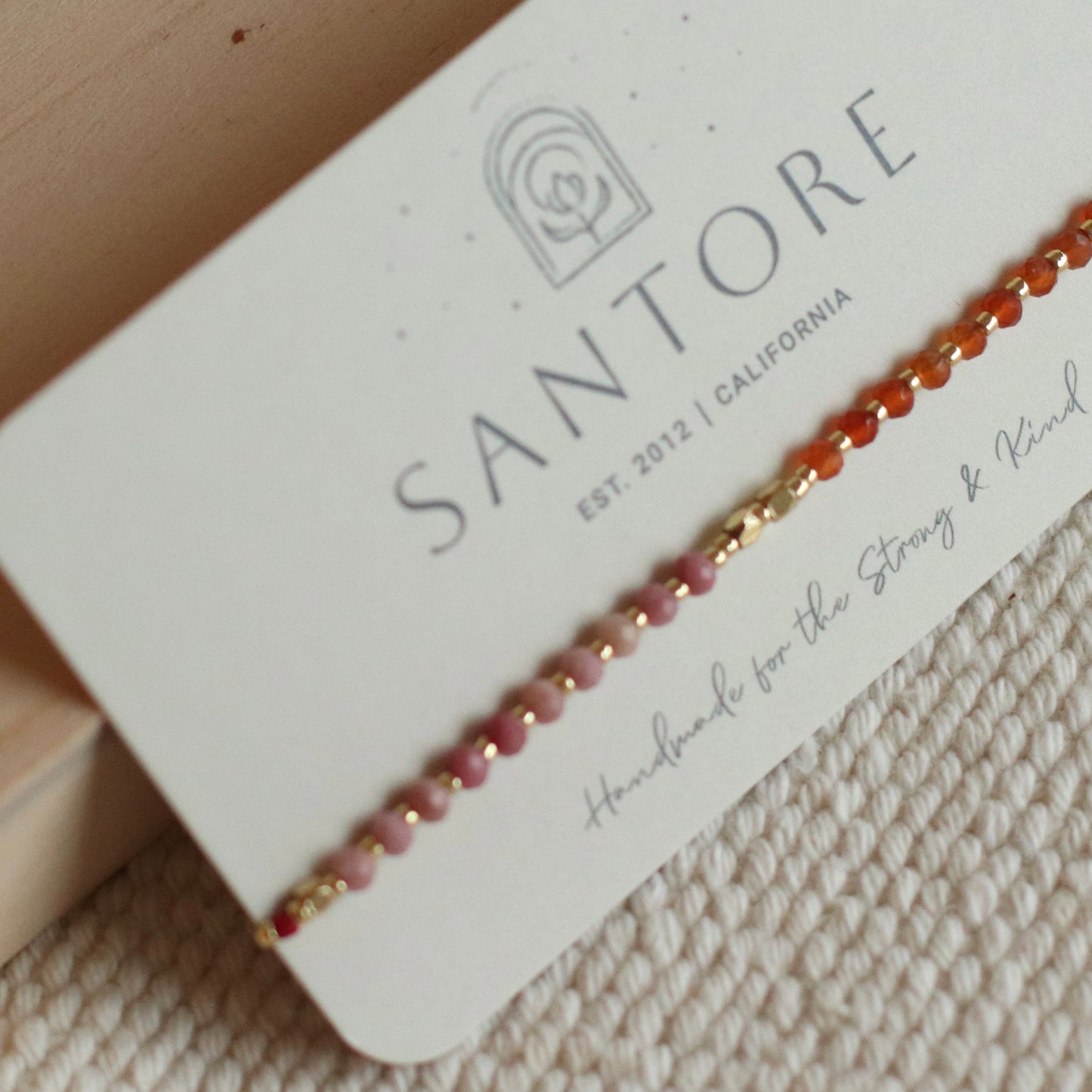 Santore | Gemstone and Seed Bead Adjustable Thread Bracelet, assorted colors