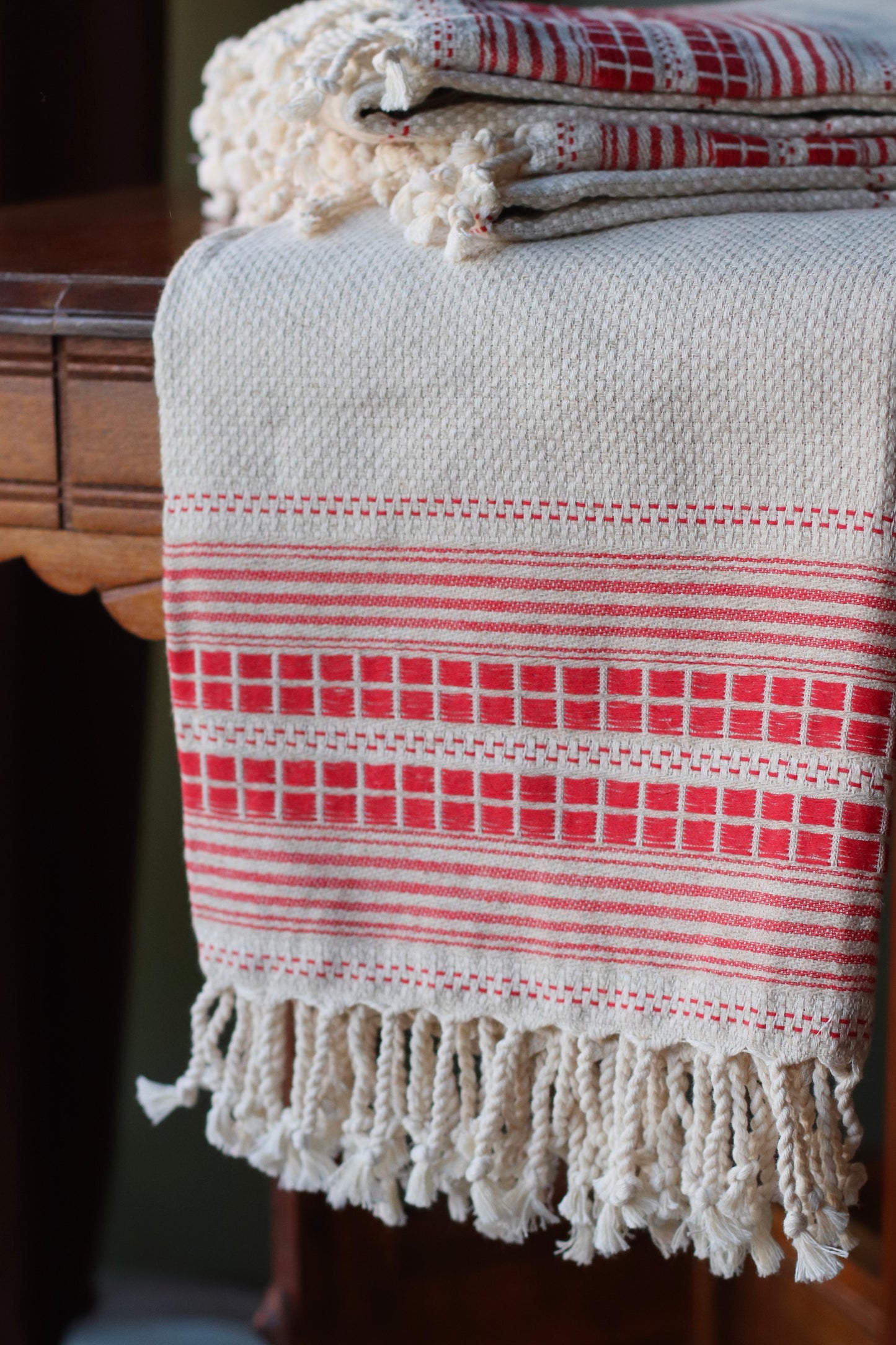 Turkish Towel | Luxury Bath Towel,  Bold Red Stripe