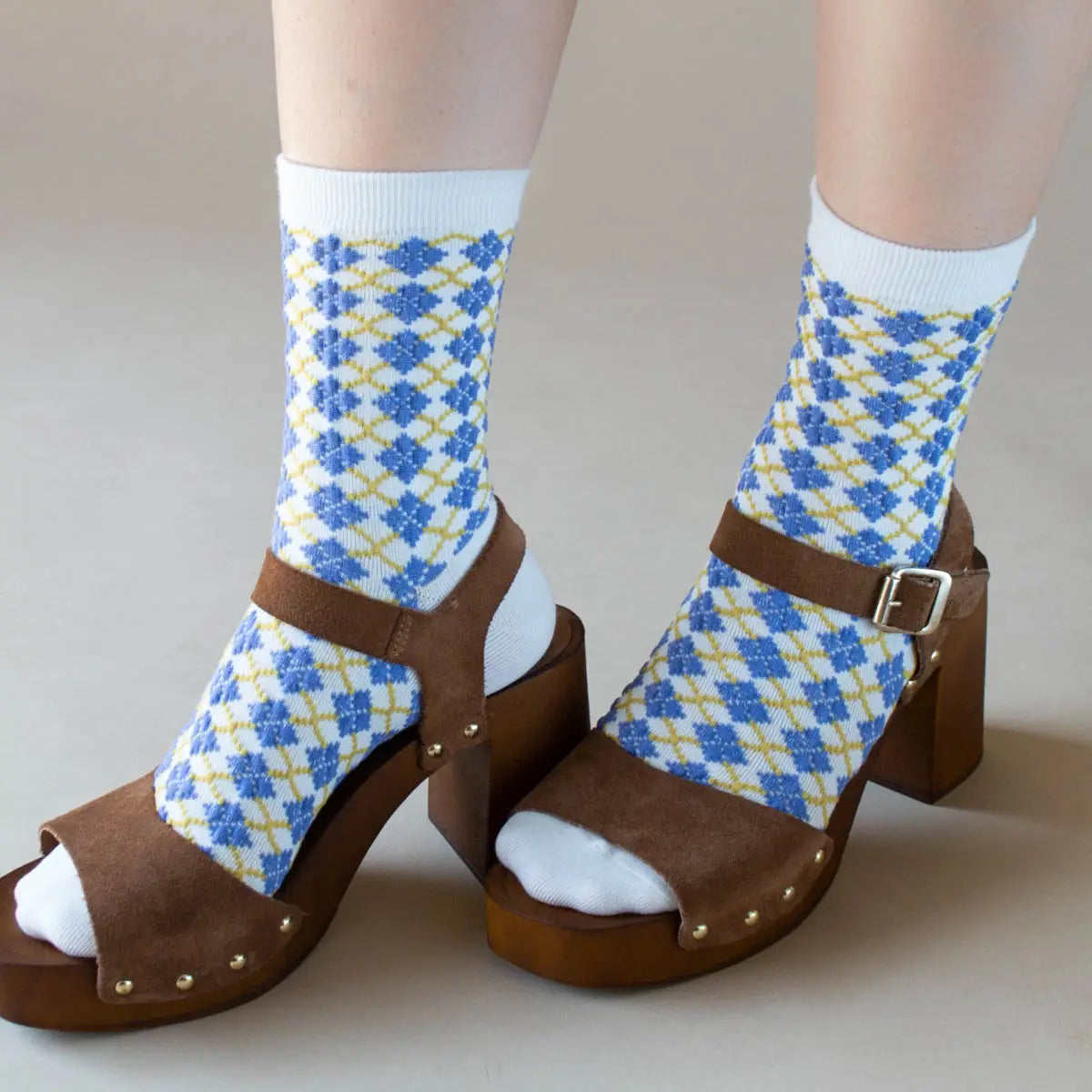 Tiepology | White and Blue Check Socks