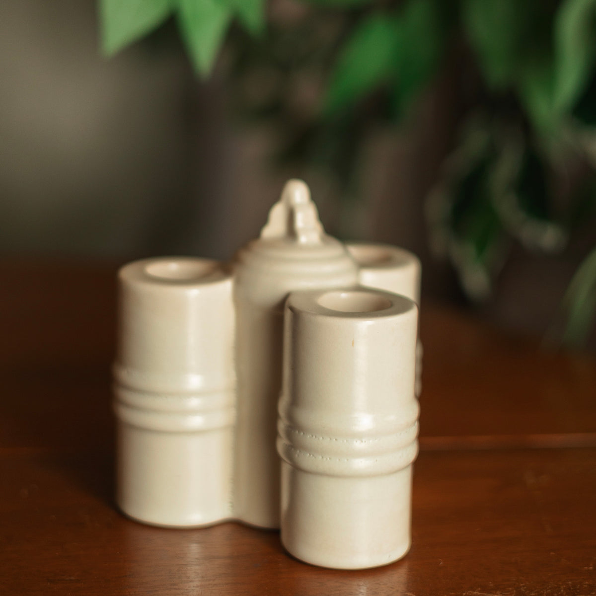 Cream Matte Glazed Ceramic Candleholder