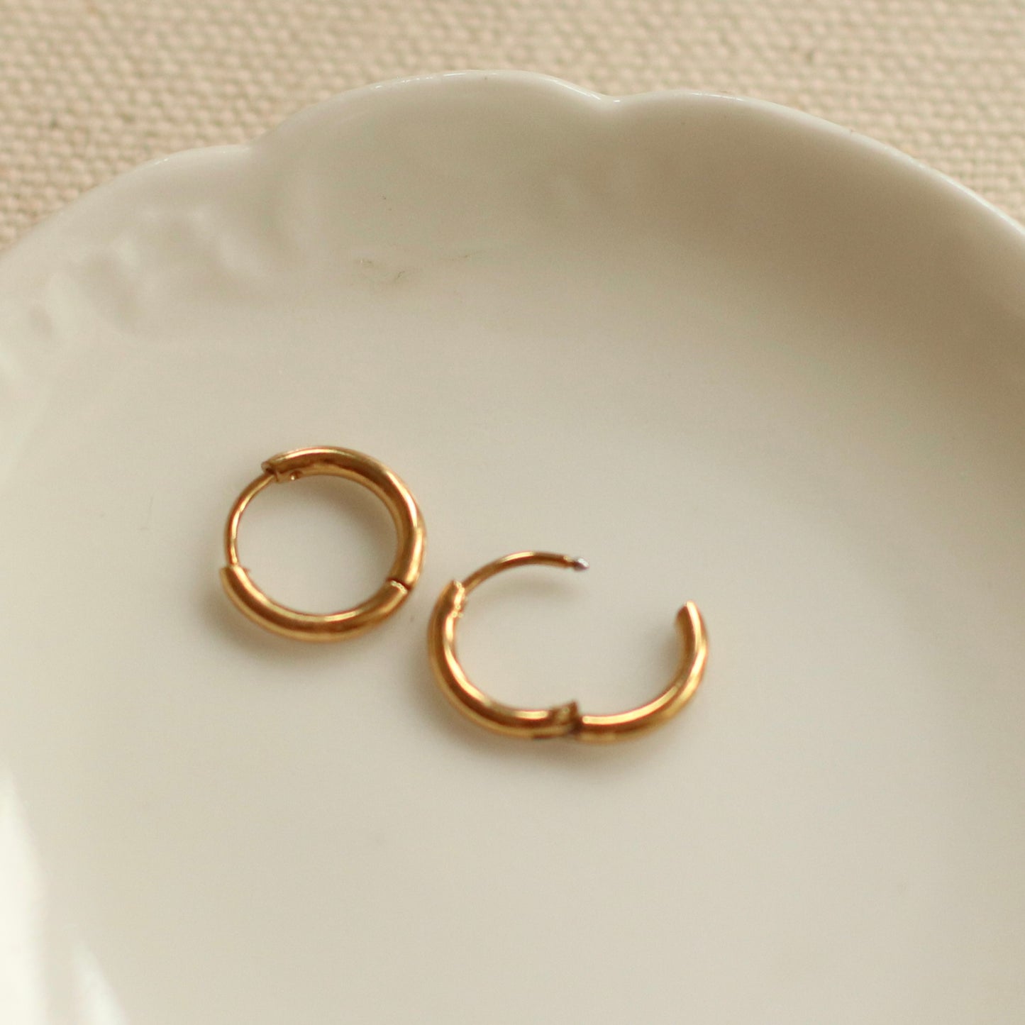 Dune Hoops | Gold Stainless Steel Classic Huggie Hoops, 20, 16, 12, 8 mm - Choose Your Size
