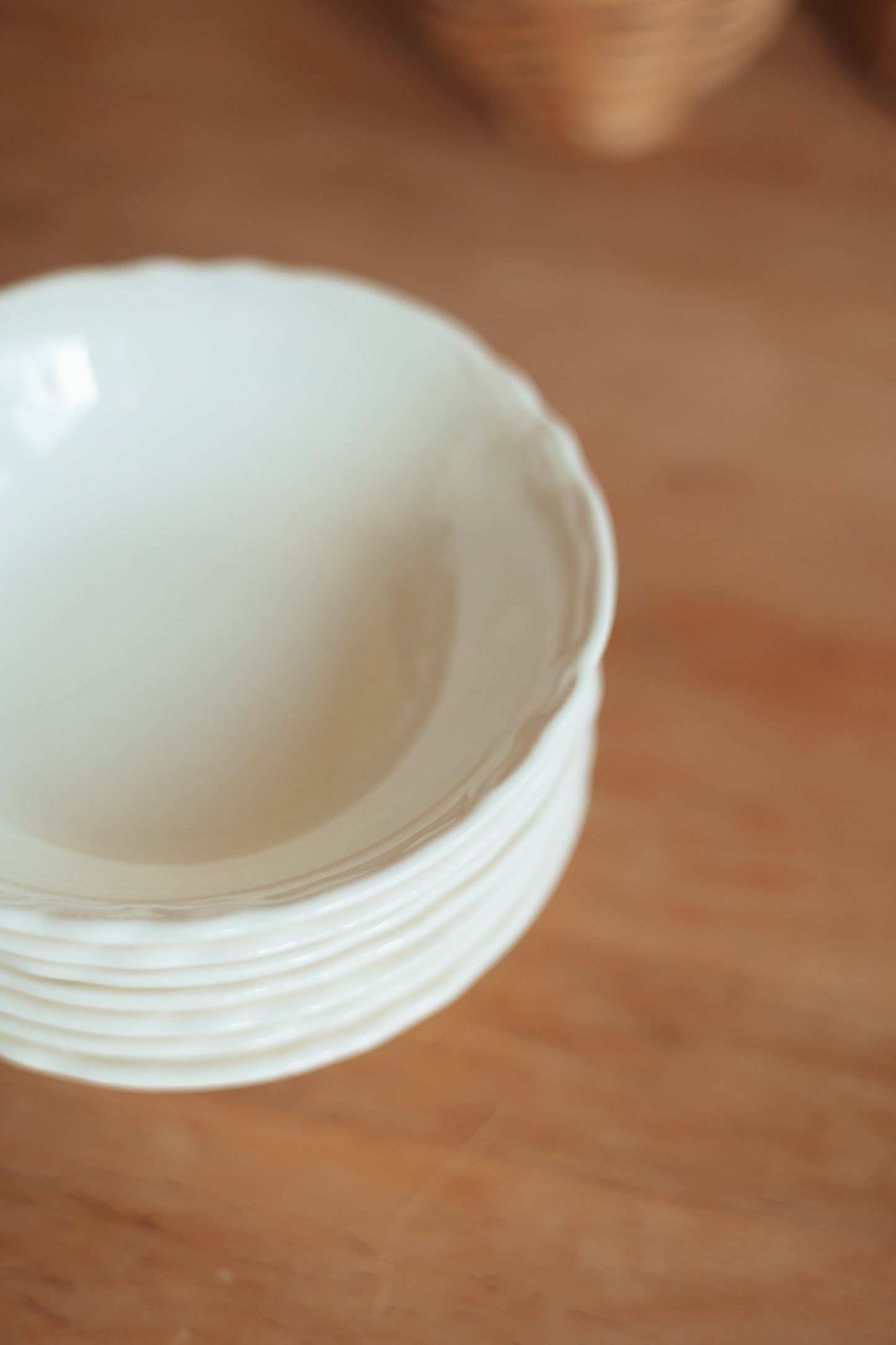 Cream Ironstone Style Soup Bowls, Set of 7