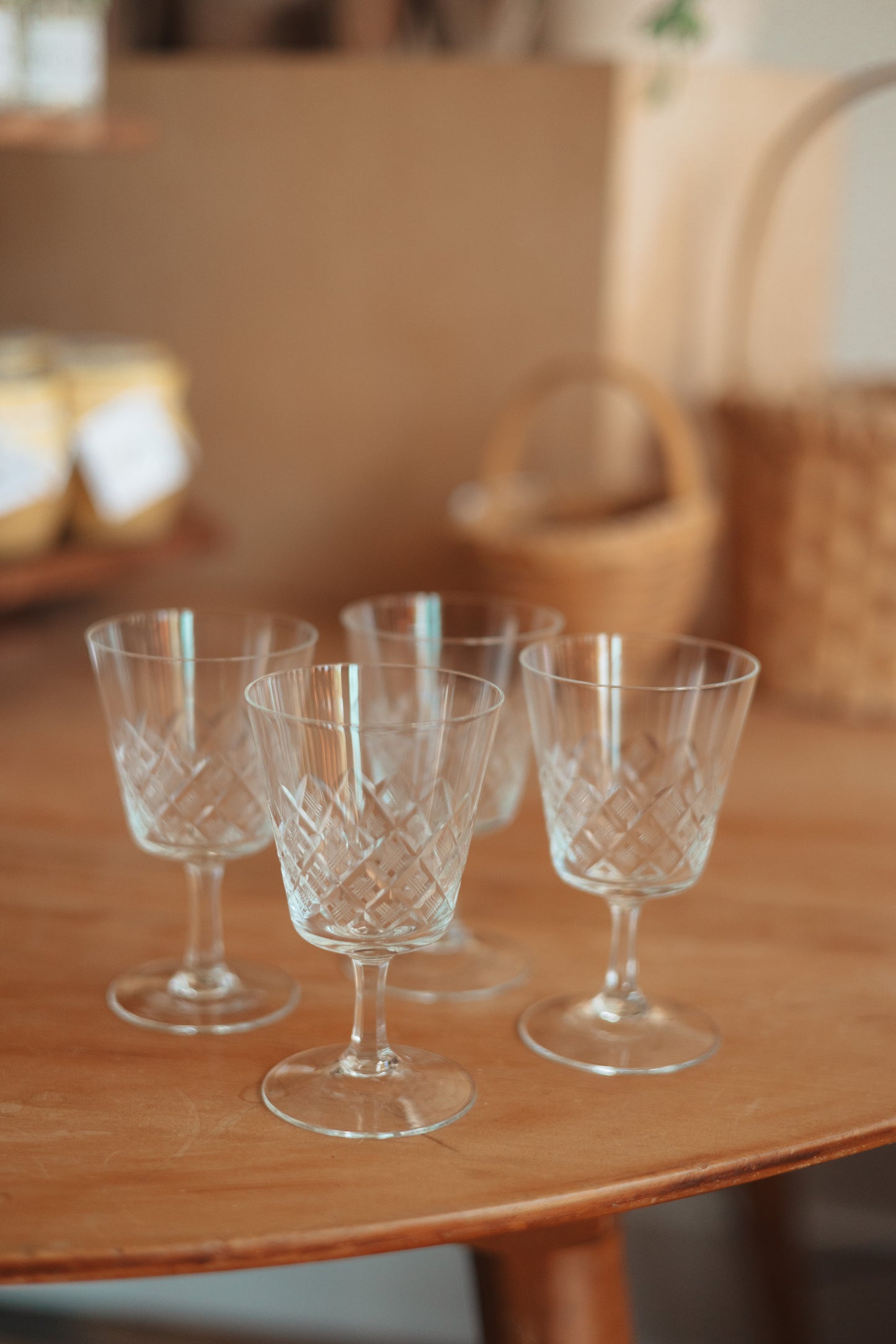 Small Cut Crystal Tasting Glasses, Set of 4
