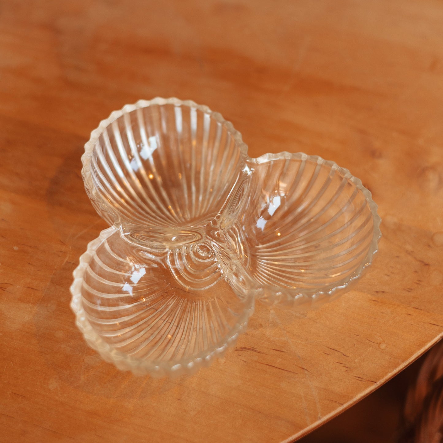 Fluted Clover Glass Trinket Dish