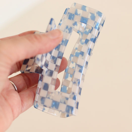 Diva | Blue Checkerboard Hair Clip