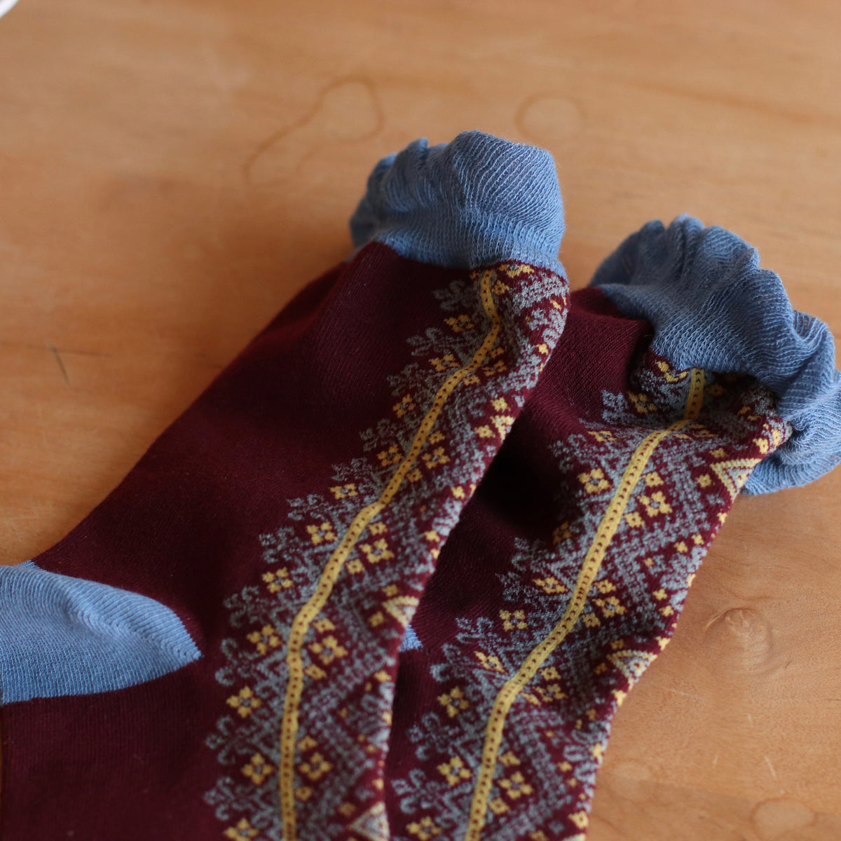 Dune Socks | Graphic Pattern Ruffled Crew Sock, Blue