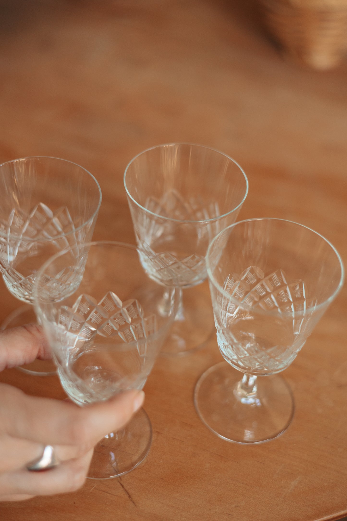 Small Cut Crystal Tasting Glasses, Set of 4
