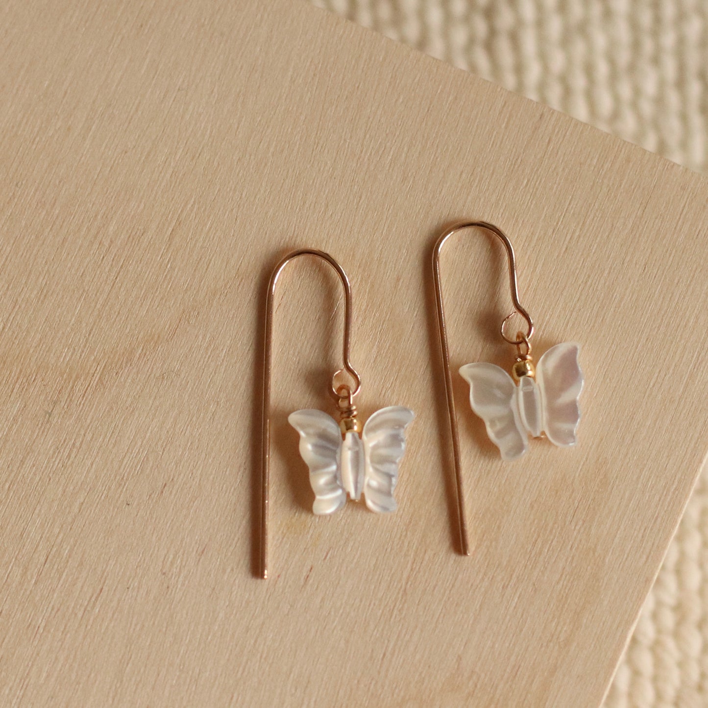 Cire’ Alexandria | Mother of Pearl Butterfly Dangles, 14K Gold Filled
