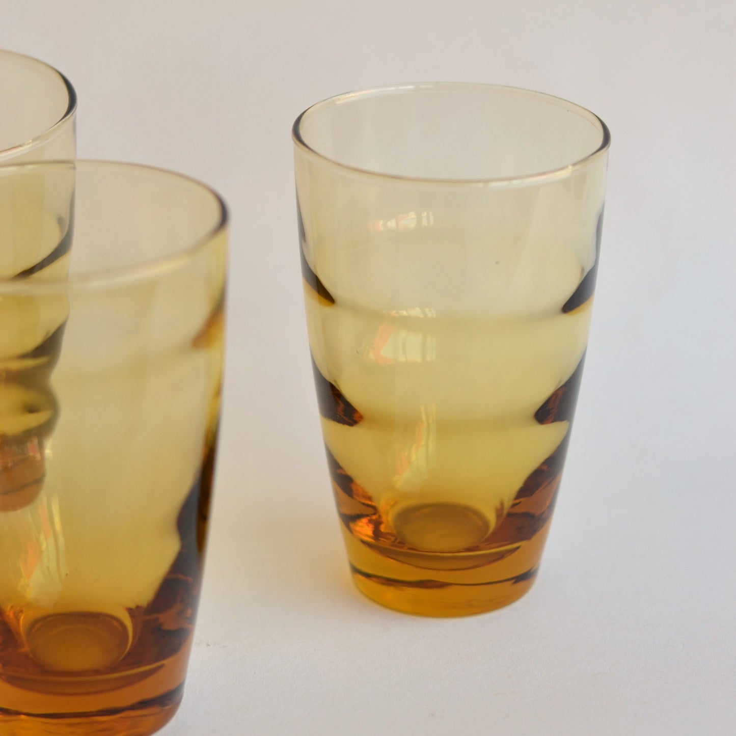 Amber Ripple Wave Glass,Set of 4