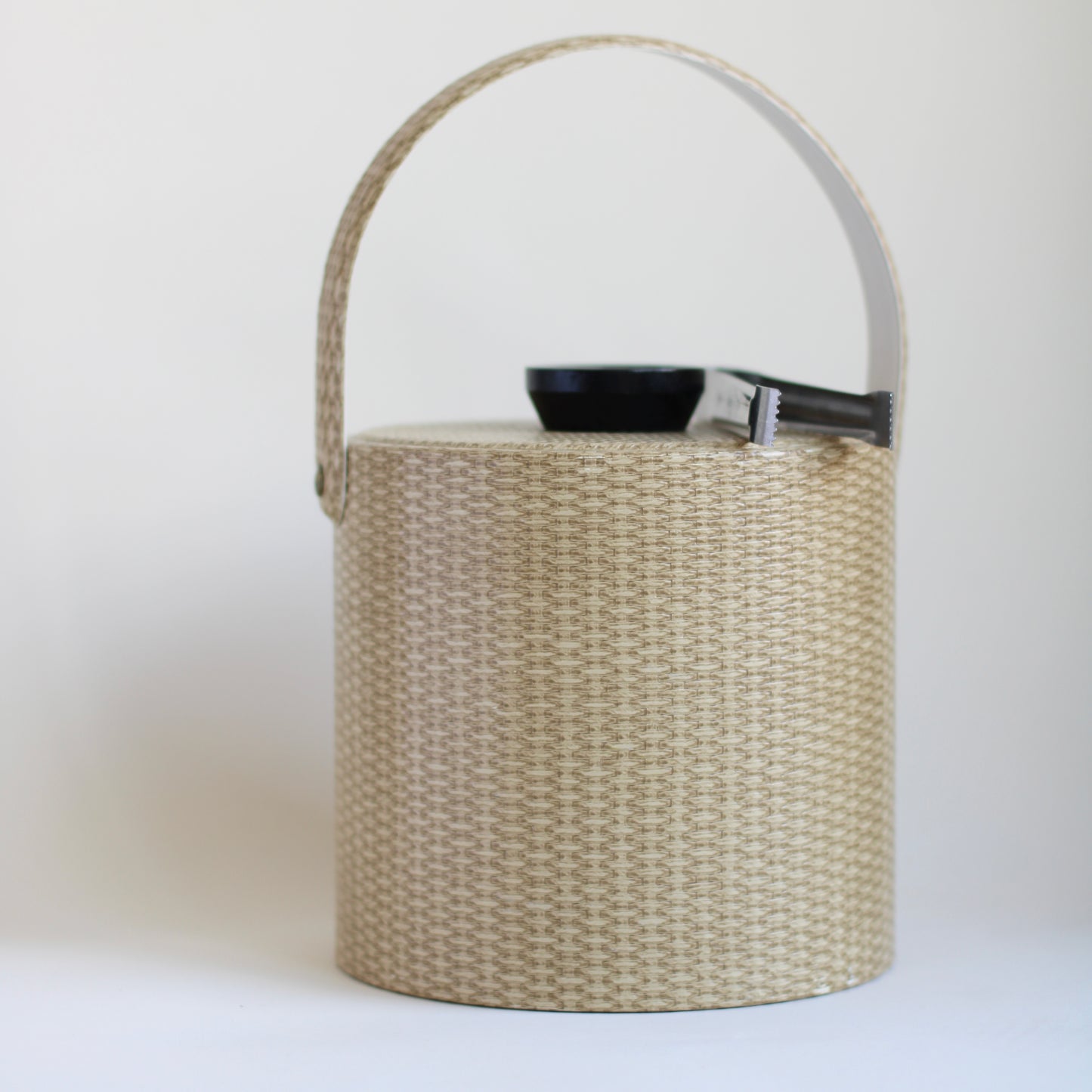 Basket Weave Textured Ice Bucket with Tongs