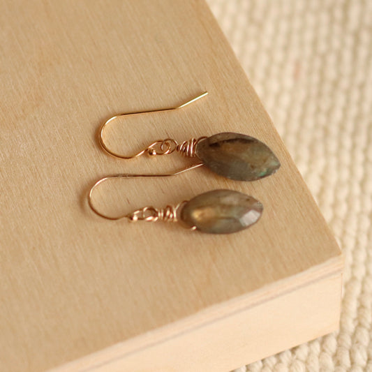 Cire’ Alexandria | Labradorite Marquise Drops, 14K Gold Filled