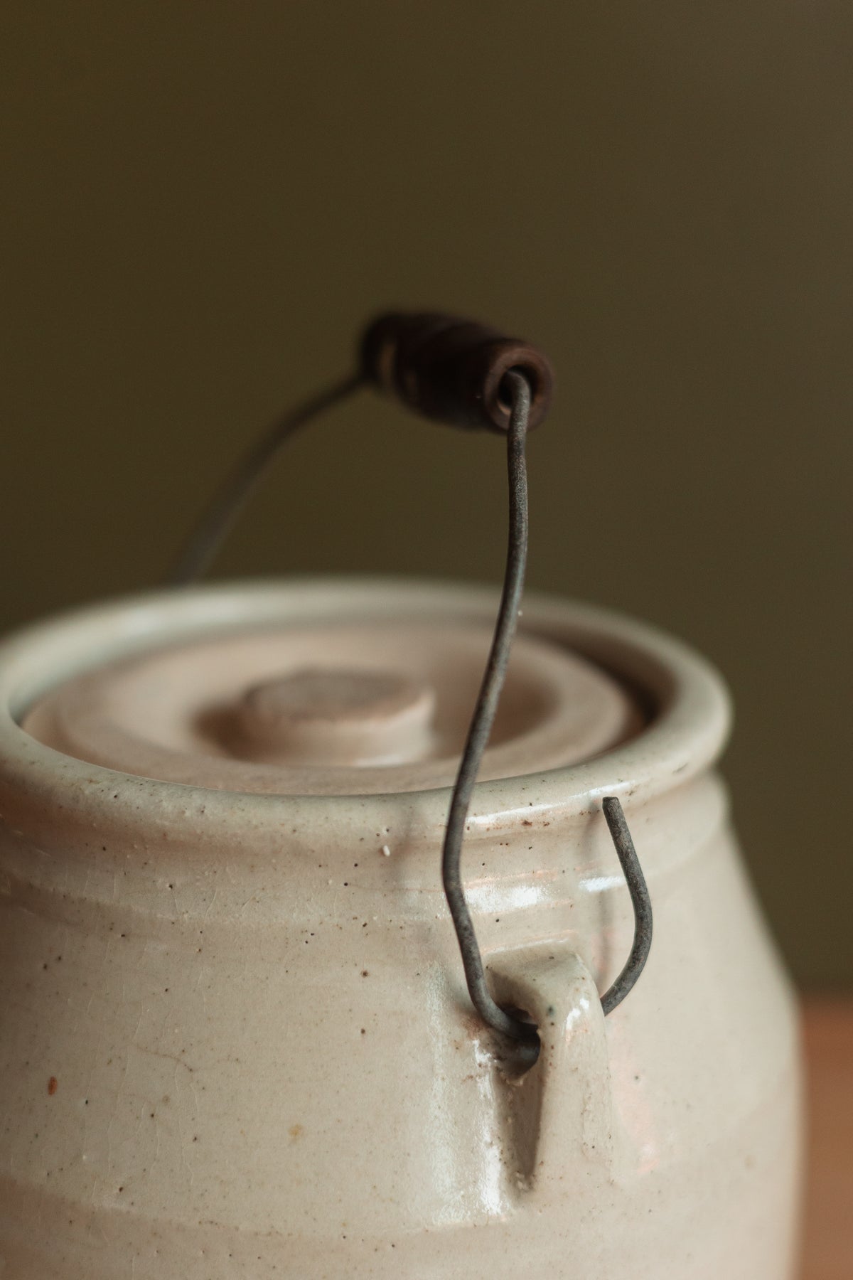 Primitive Stoneware Canning Crock with Matching Inset Lid