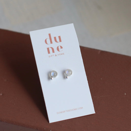 Baizaar | Sterling Silver Dot Stud, Moonstone