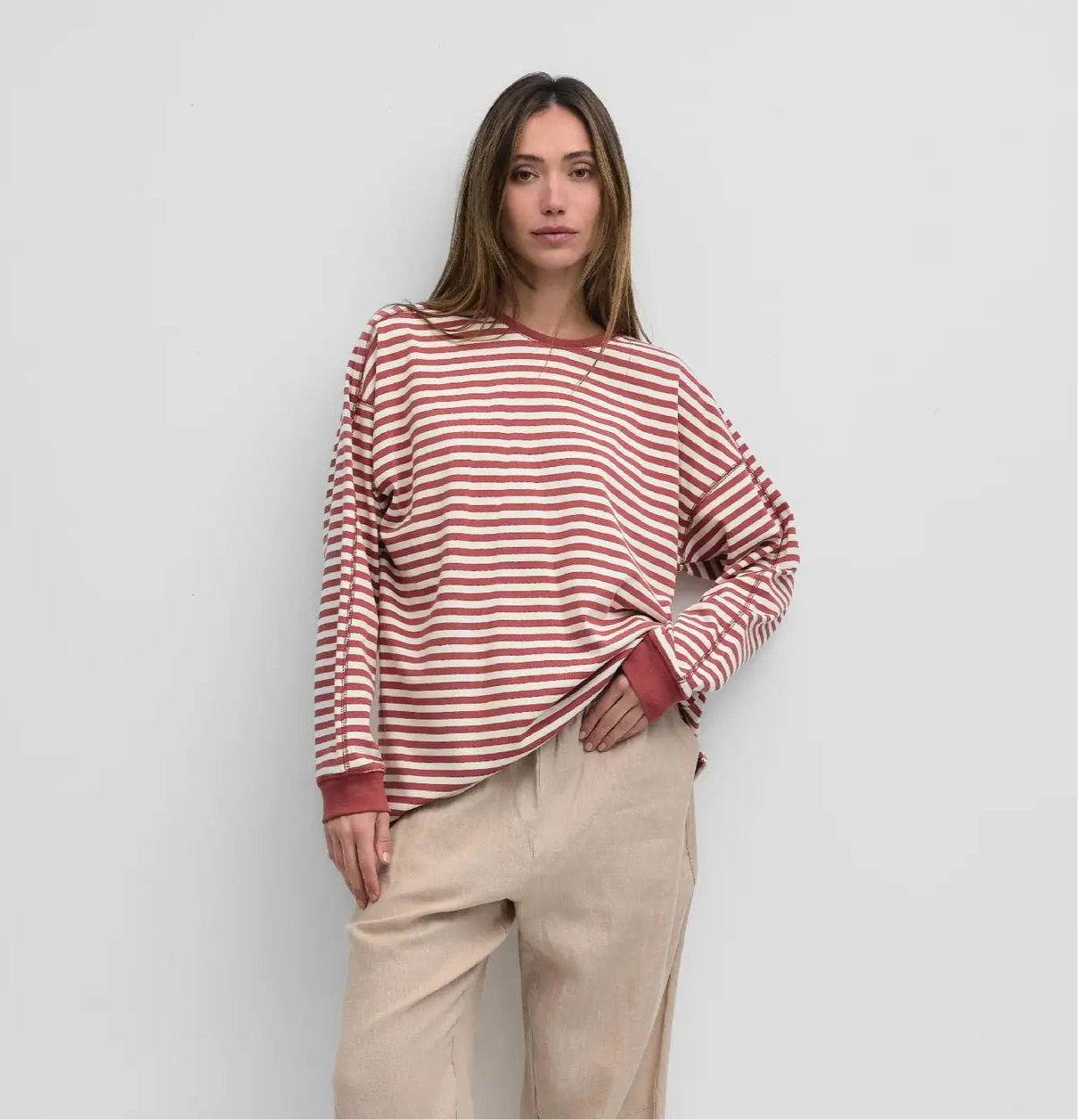 MOD REF | The Taylor Top, Brick Red Stripe