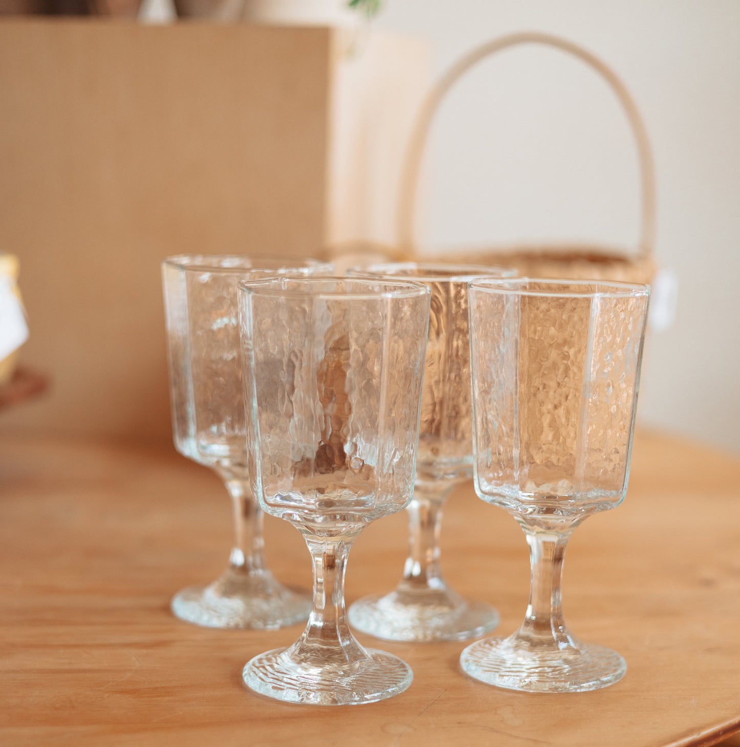 Libbey Faceted Clear Glass Stemware, Set of 4
