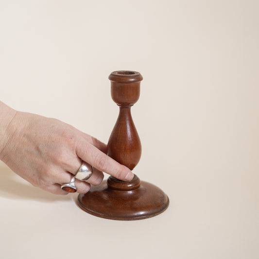 Small Turned Wooden Candlestick Holder