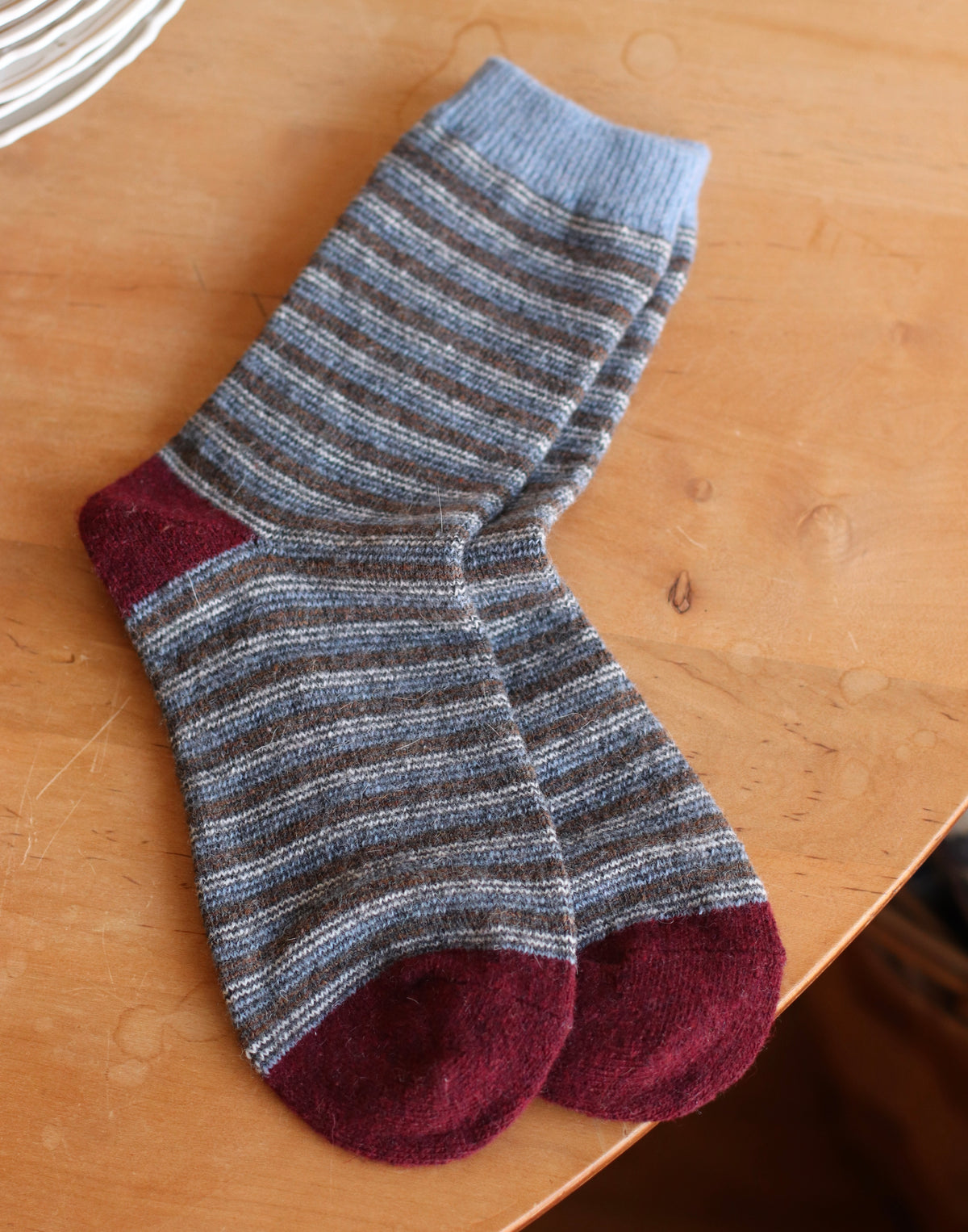 Dune Socks | Soft Striped Crew Sock, Blue
