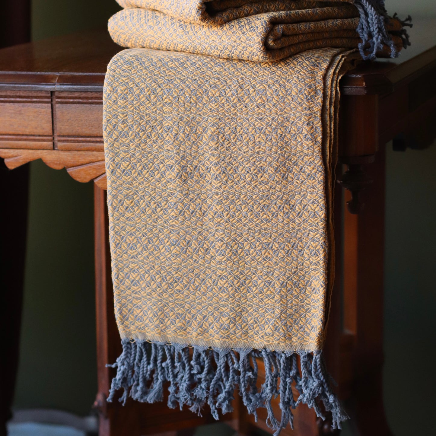 Turkish Towel | Luxury Bath Towel, Mustard + Grey