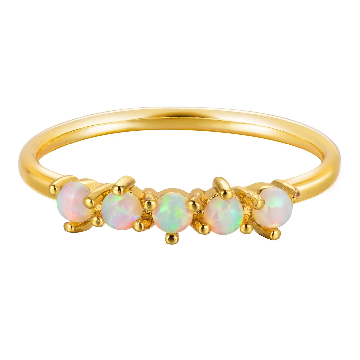 Opal Stone Band Ring, Gold Plated