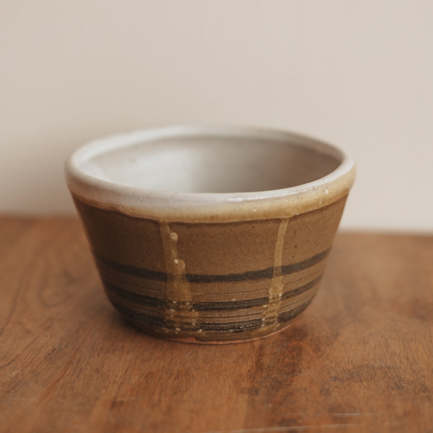 Vintage Studio Piece, Brown Glaze with Stripes & Drips