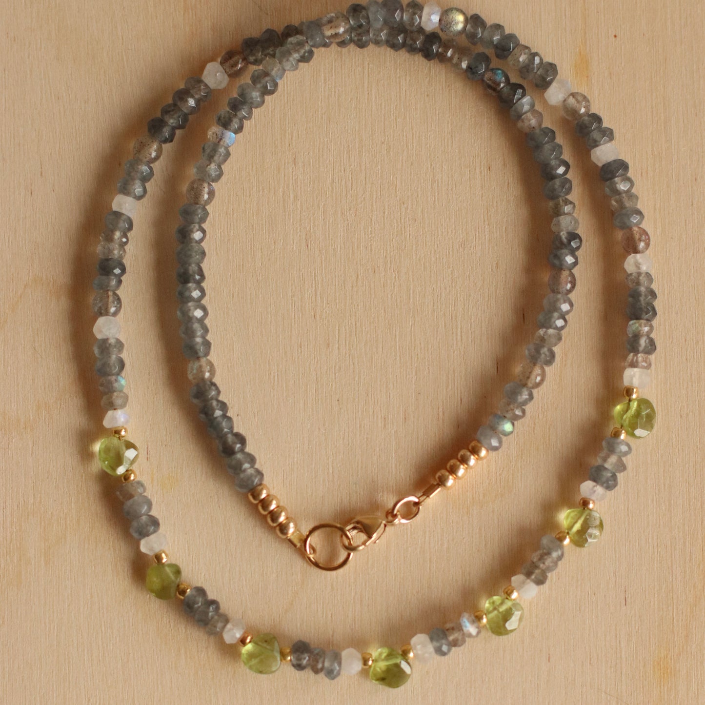 Cire’ Alexandria | Labradorite, Moonstone and Peridot Gemstone Necklace