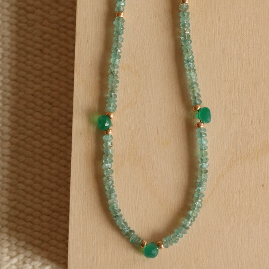 Cire’ Alexandria | Aquamarine & Green Onyx Gemstone Necklace
