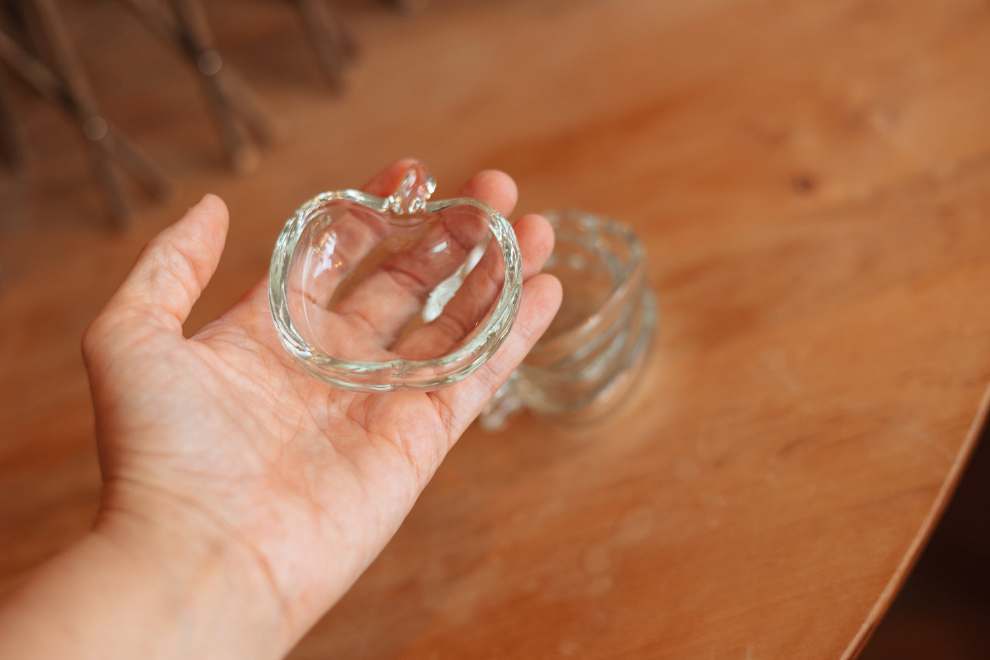 Tiny Glass Apple Ring Dishes, Set of 4