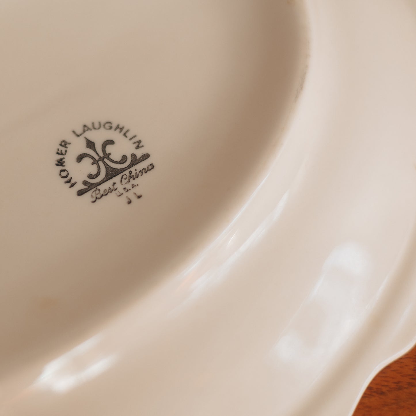 Cream Serving Platter with Handpainted Edge