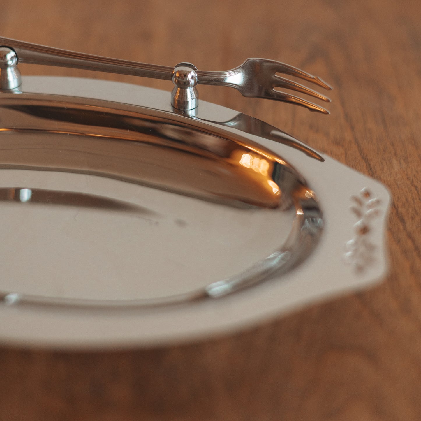 Chrome Condiment Dish with Fork