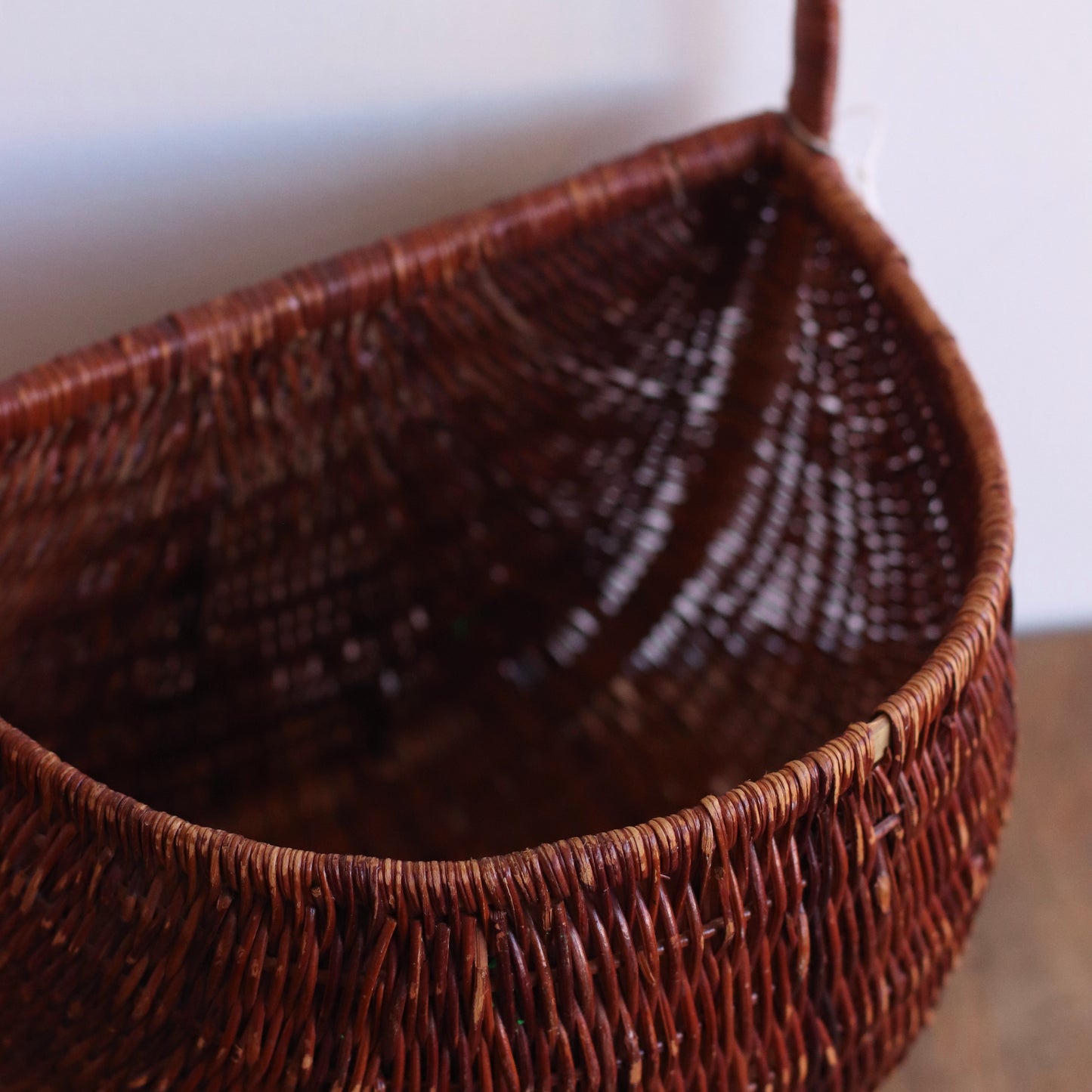 Large Hanging Wall Basket, dark finish, flat bottom