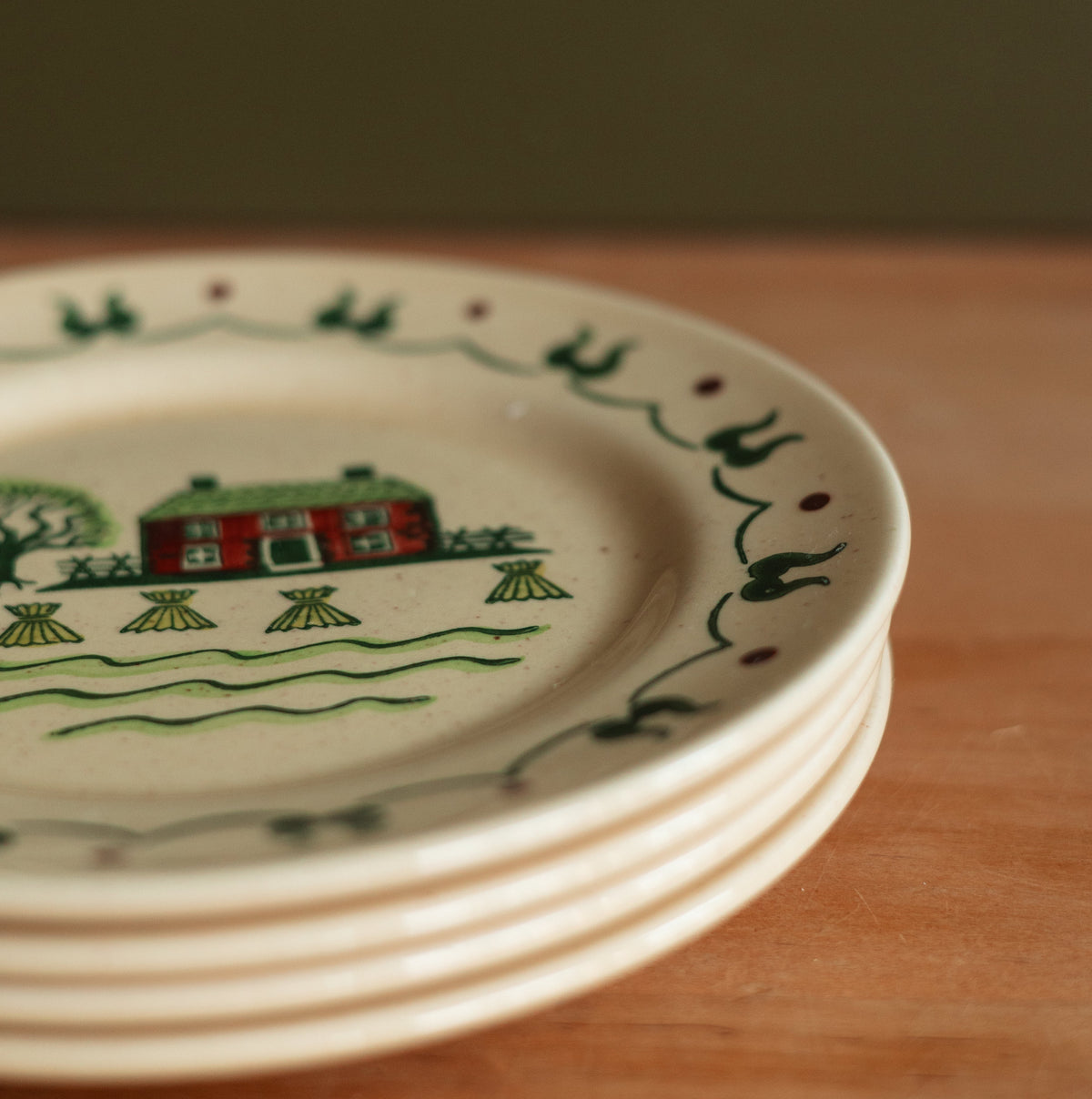 Folk Art Salad Plates, Set of 4