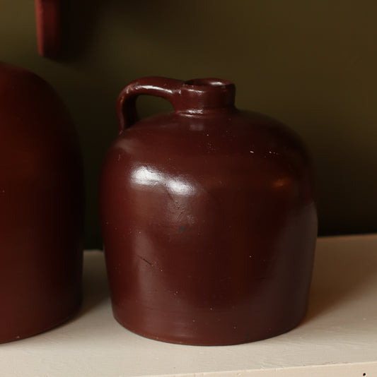 Maroon Handled Stoneware Jug, Small