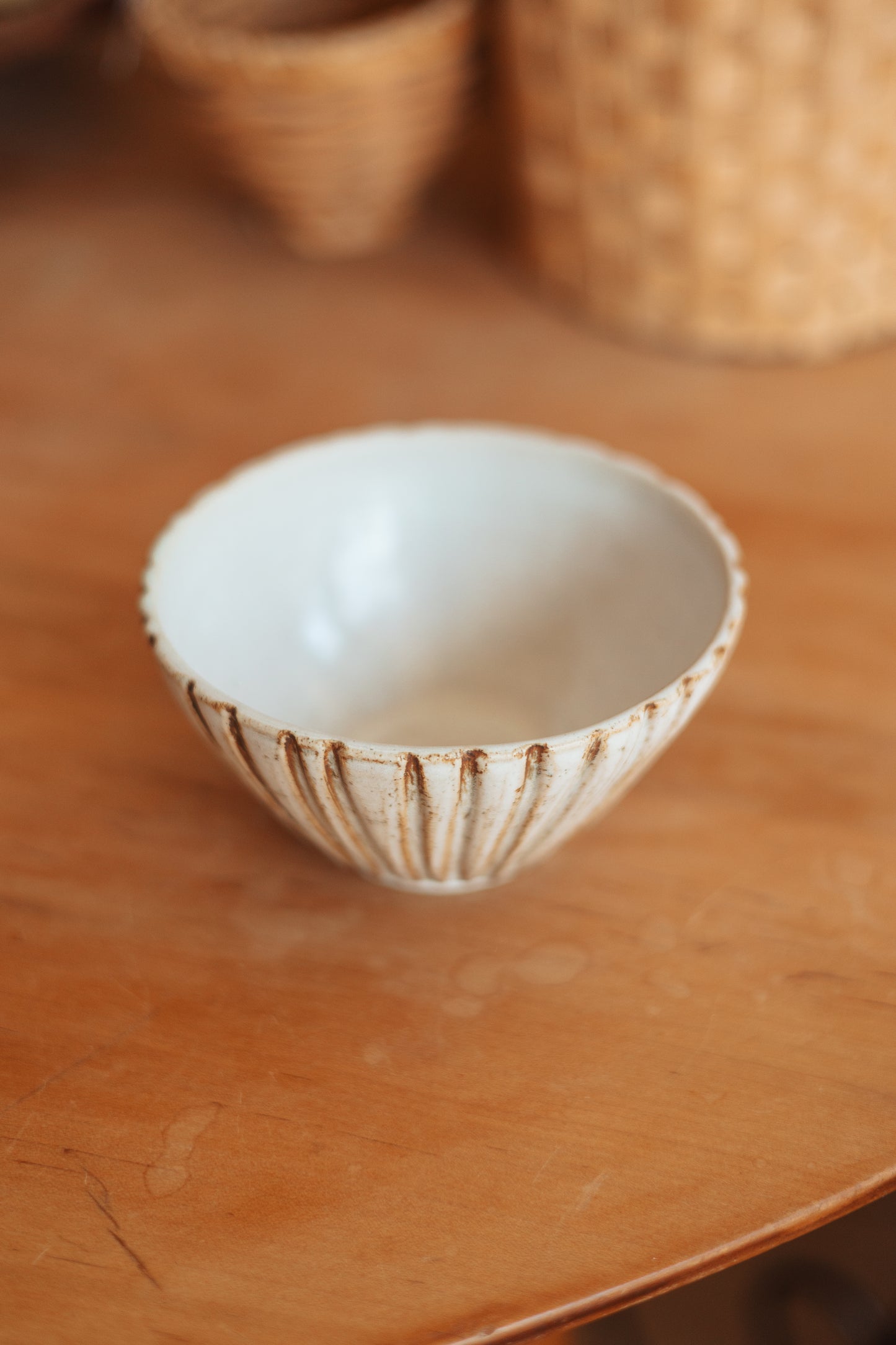Emo Pottery | Cream Ridged Cereal Bowl